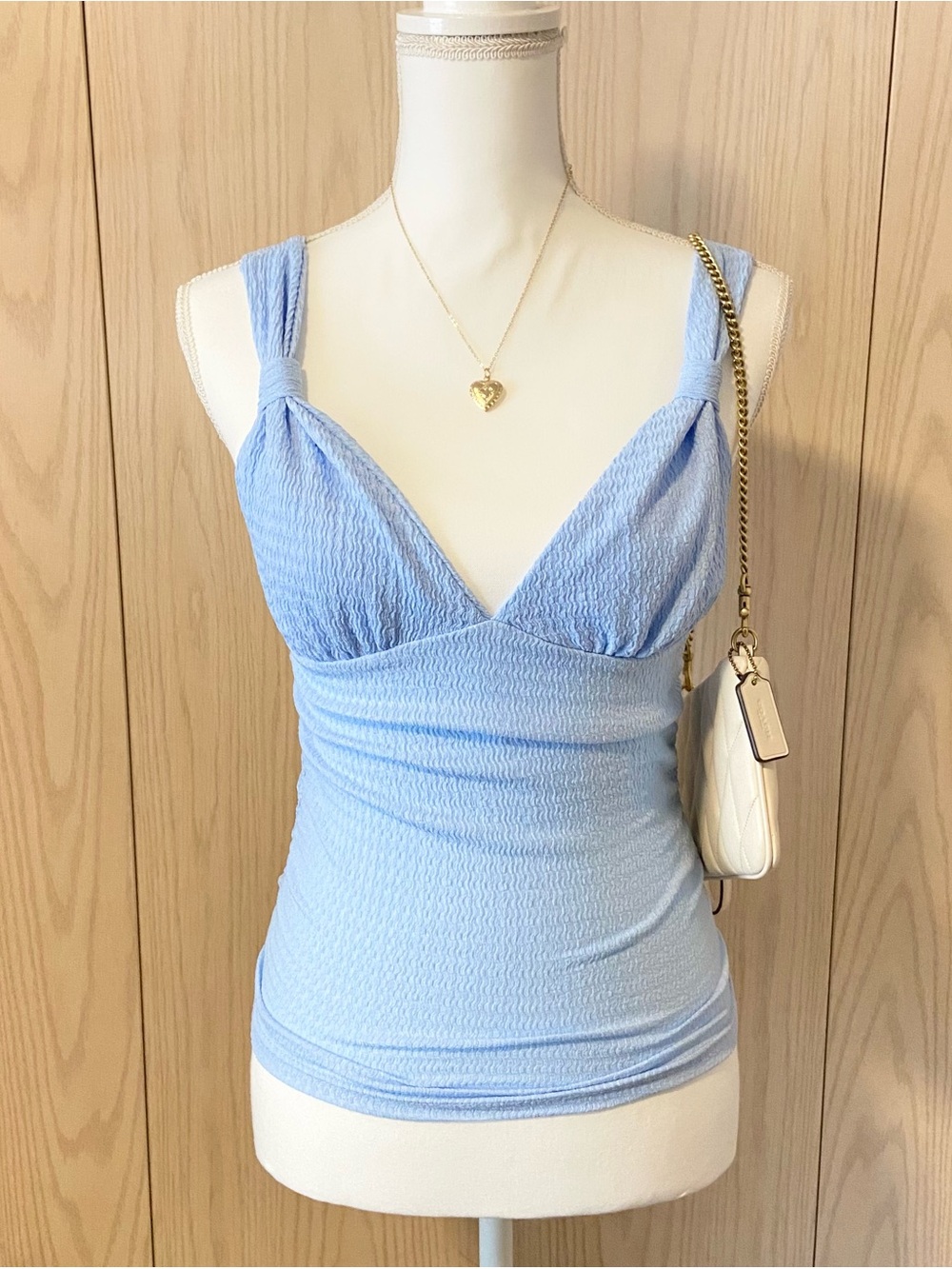 Y2K Minimalist Ballet Coquette SHEIN Tank Top Women’s XS Blue V Neck Shirt Cute
